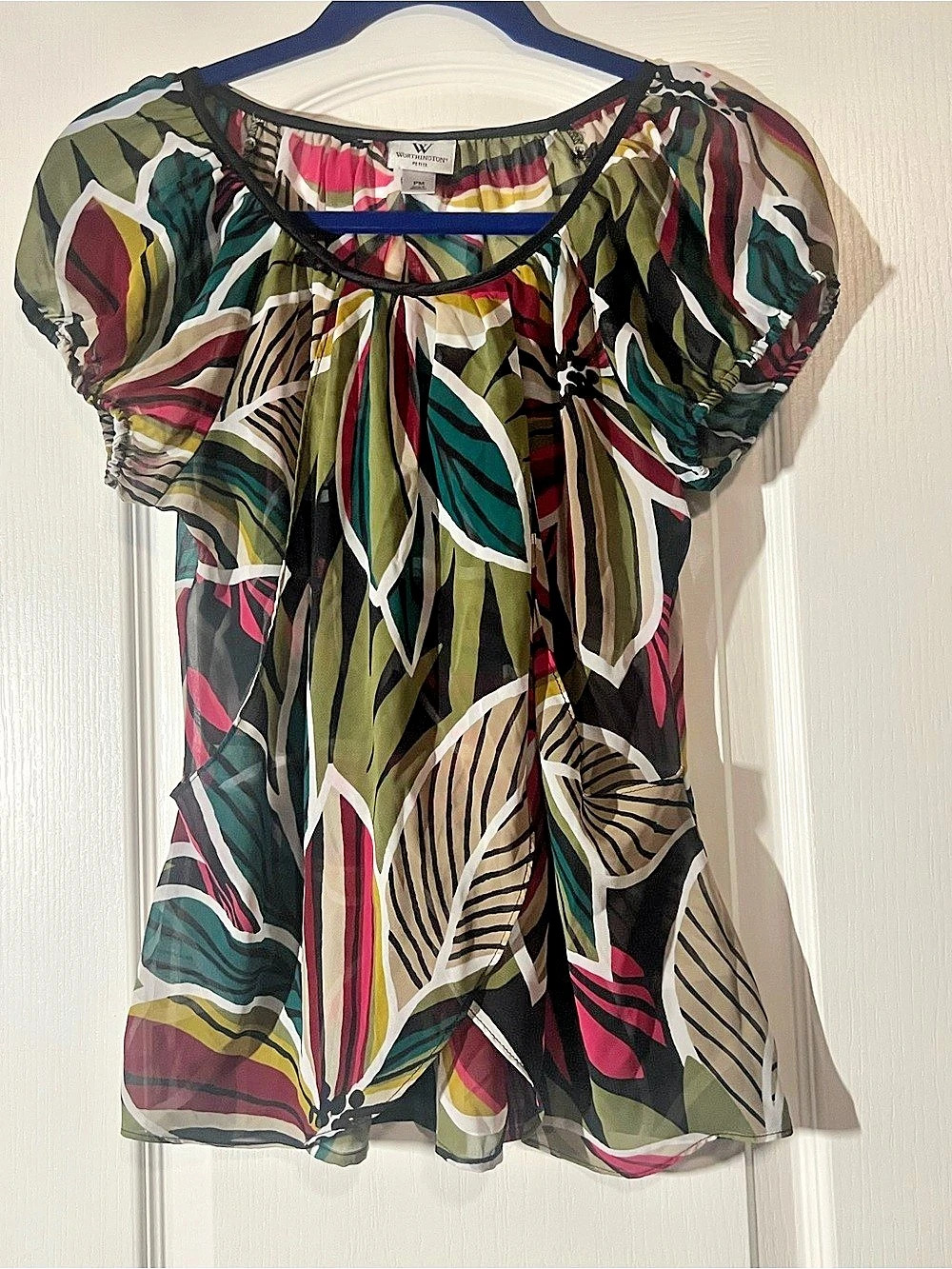 Worthington Multicolor Abstract Blouse Size Medium